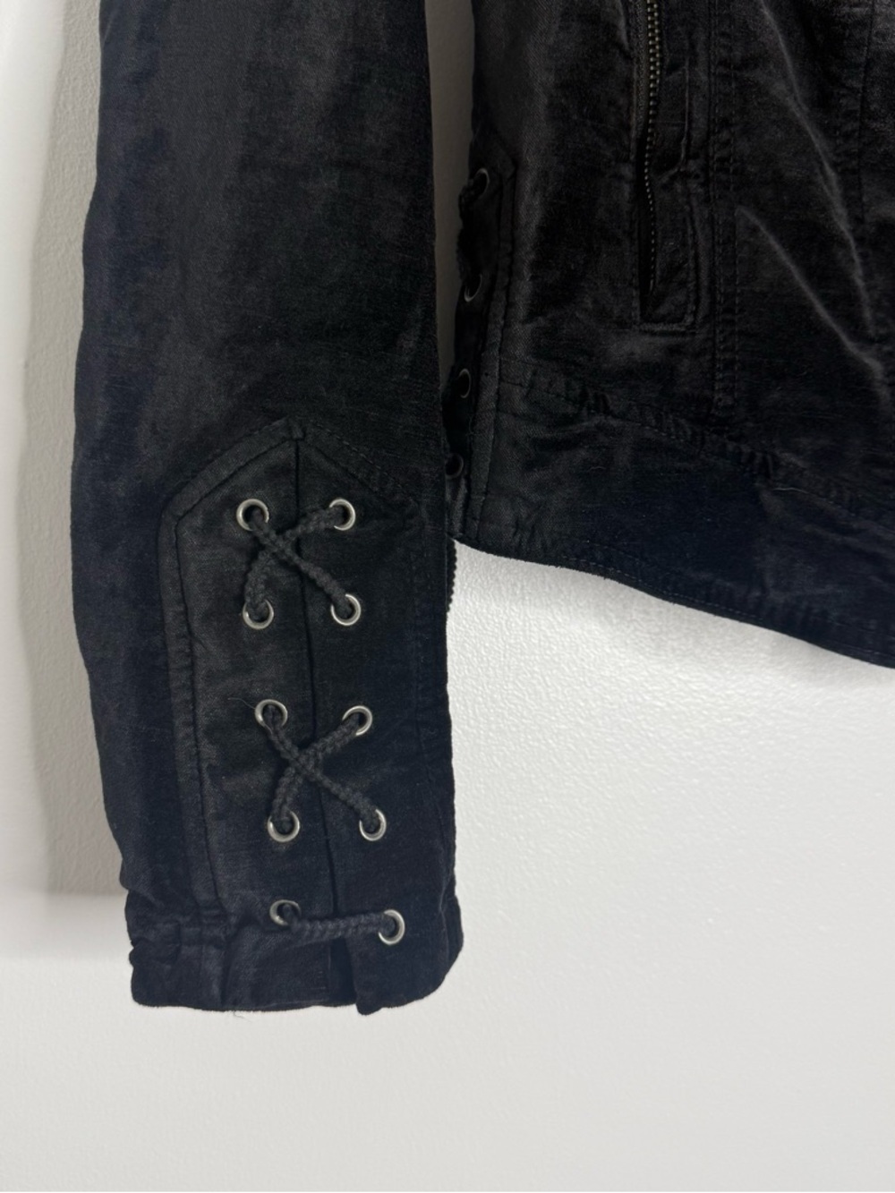 Free People Lacey Moto Jacket Black Zip Up Fitted Small - Picture 8 of 11